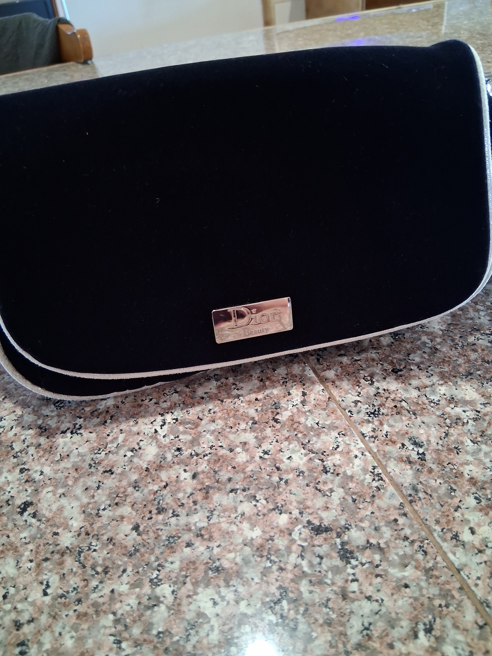 Dior Black Velvet Crossbody Bag with Silver Trim